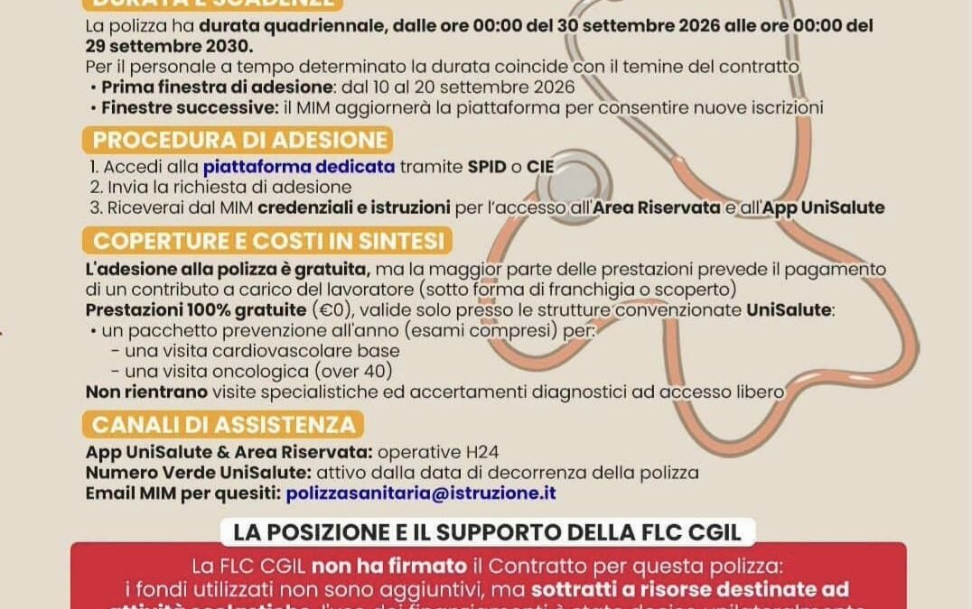 FLC_Polizza Sanitaria per il personale della scuola: informarsi per scegliere consapevolmente.