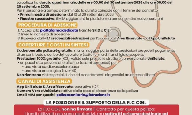 FLC_Polizza Sanitaria per il personale della scuola: informarsi per scegliere consapevolmente.